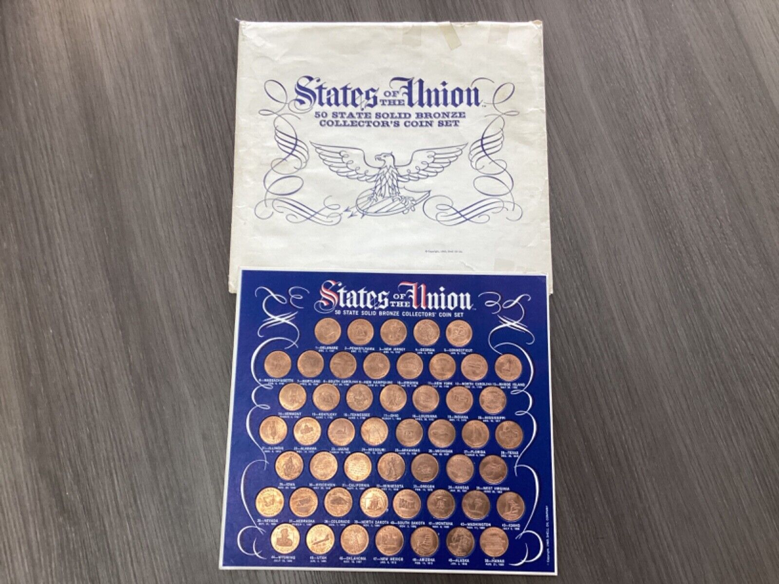 1969 SHELL OIL States of the Union 50 Bronze Coins COMPLETE SET