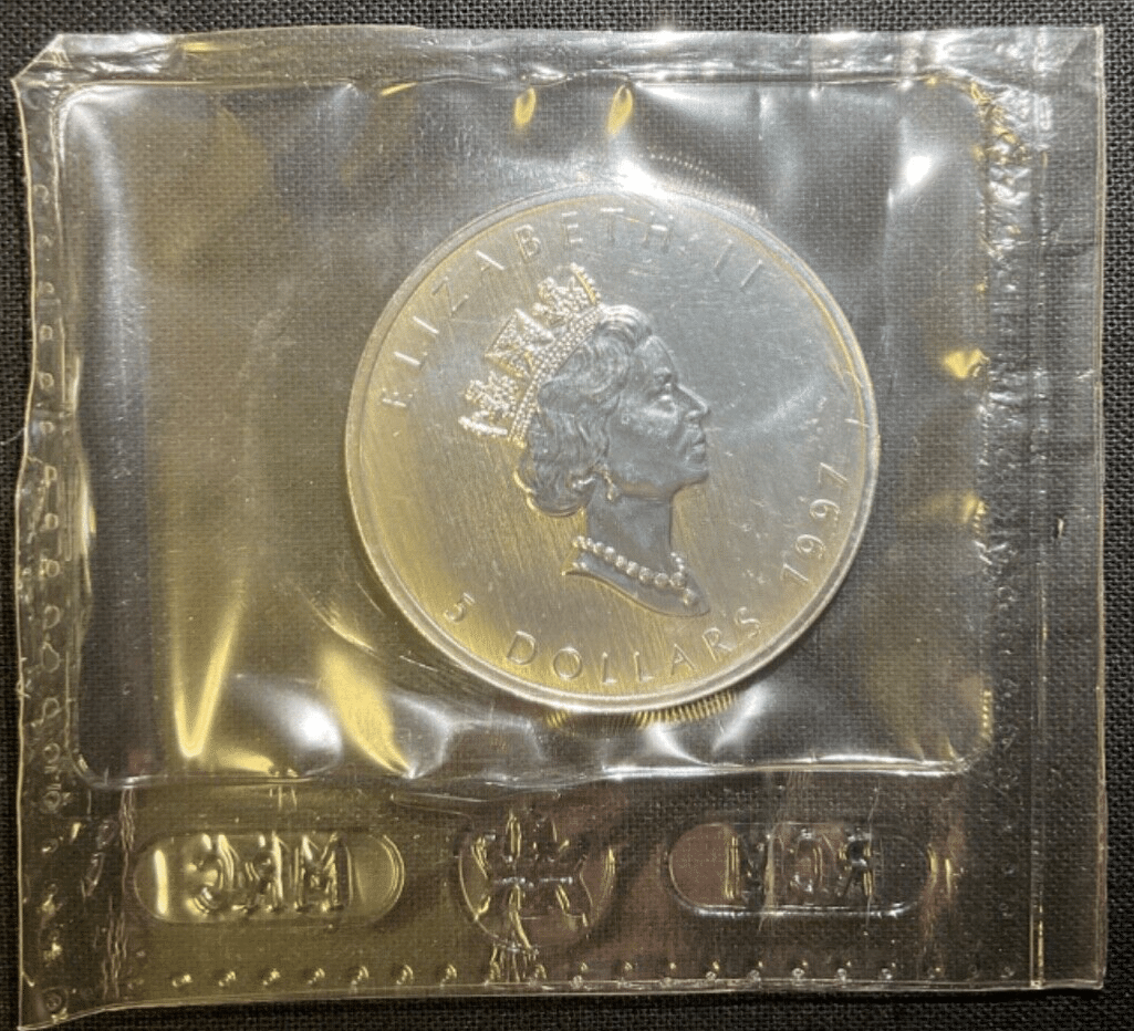 1997 Silver Maple Leaf Canada 1 oz .999 Silver - Key Date Low