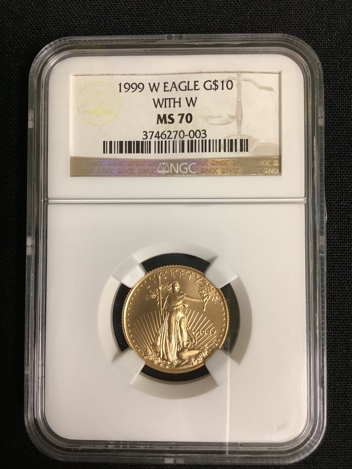 1999 W $10 1/4 oz Gold Eagle with W MS70 - Grand Rapids Coins